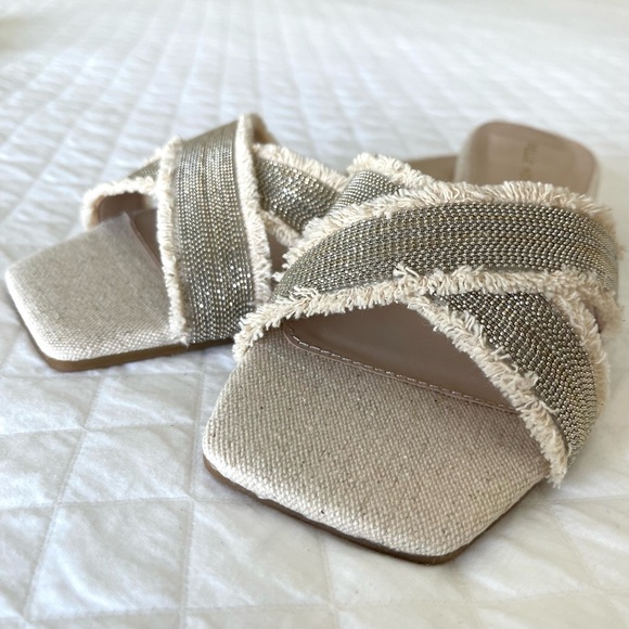 PELLE MODA Hailen Sandals Size 7 1/2 Chain bead fringe in Natural NEW! Shoes 7.5 - Picture 7 of 14